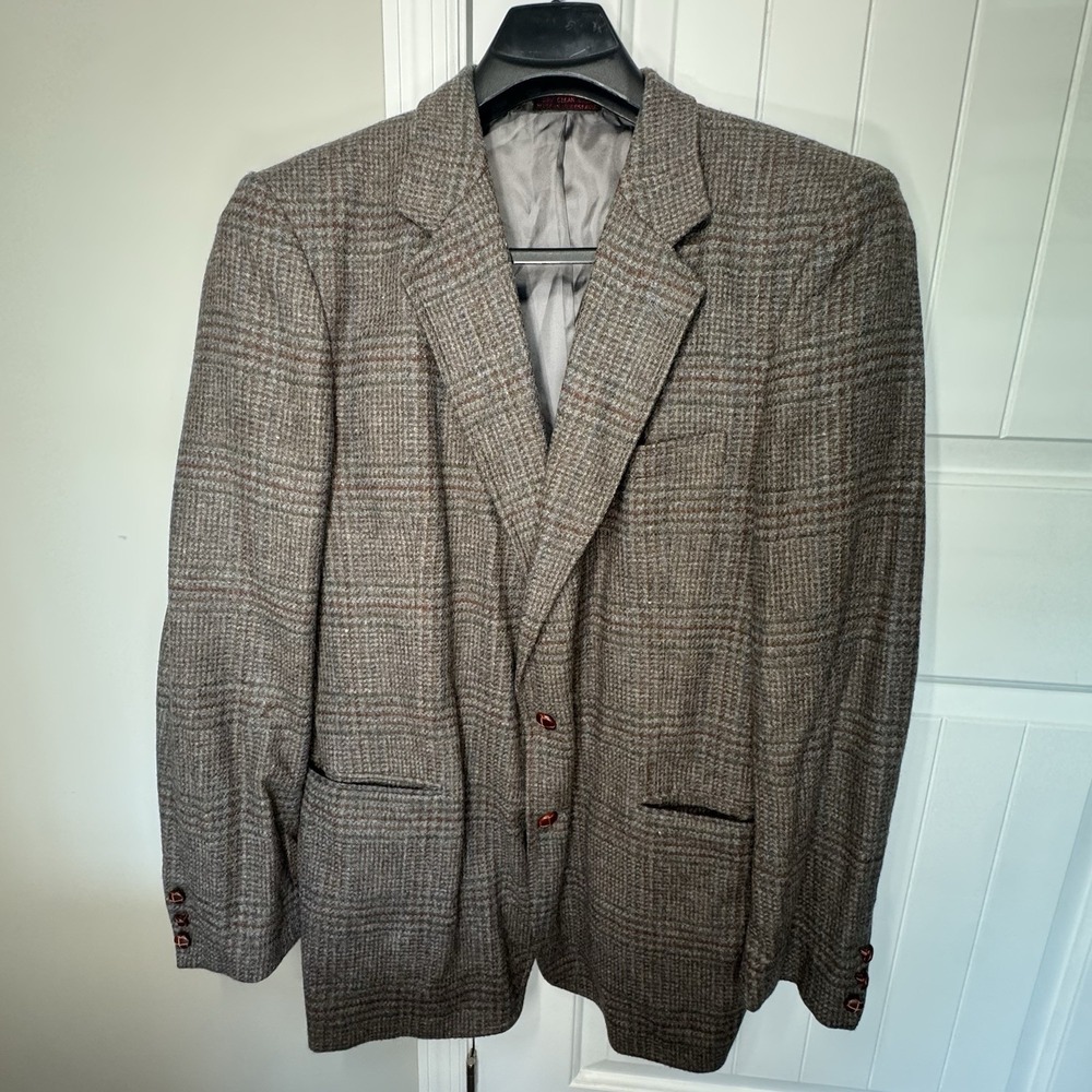 Vintage Christopher Brooks Mens Tweed Wool Blazer Glen Plaid Sport Coat